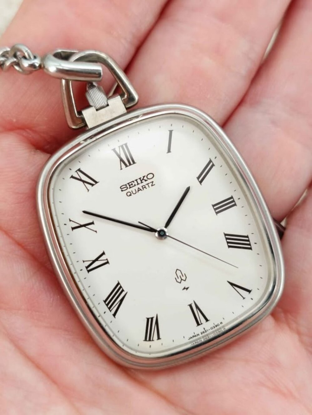 Seiko Men's Quartz Pocket Watch 2621-5190 34x38mm Roman Dial JDM New Battery